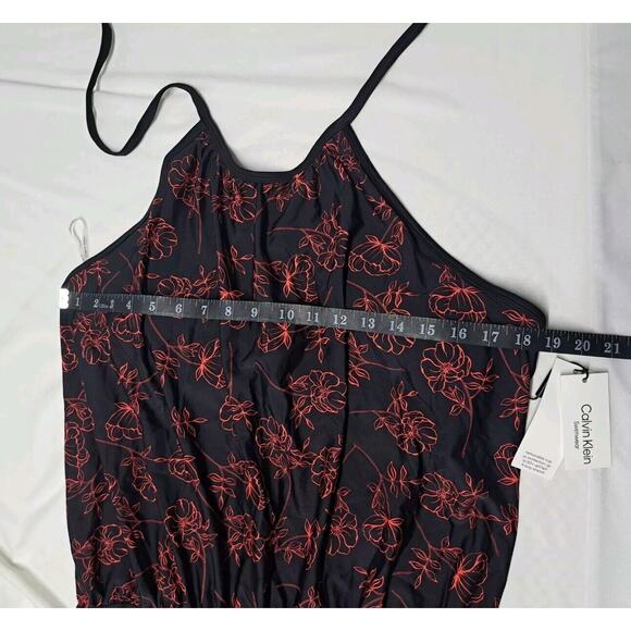 Calvin Klein Black Energy Multi Printed Blouson One-Piece Swimsuit US 16 - Picture 7 of 13
